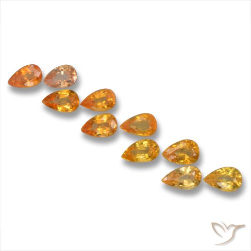 3.17ctw Natural Laranja Médio Safira, Formato de pêra, VS