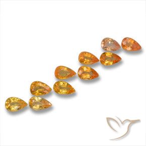Pedras preciosas de Safira Laranja Médio natural de 3.17 ct, Formato de pêra, VS