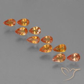 Pedras preciosas de Safira Laranja brilhante natural de 3.02 ct, Formato de pêra, VS