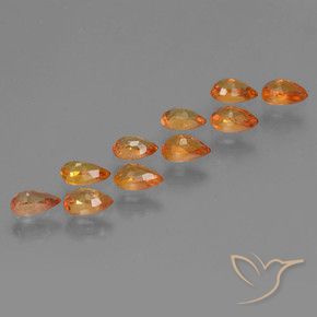 Pedras preciosas de Safira Laranja brilhante natural de 3.02 ct, Formato de pêra, VS