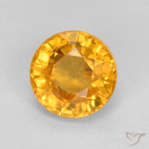 Safira Laranja Médio Natural 0.75ct, Redondo, VS