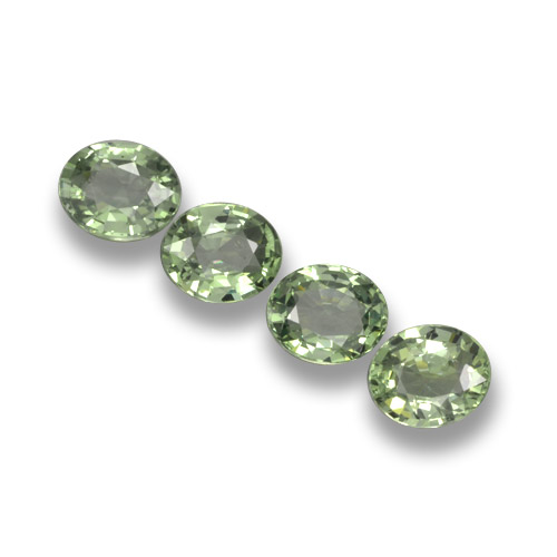 Pedras preciosas de safira medium light green natural de 3,02 ct, corte oval, VVS-VS