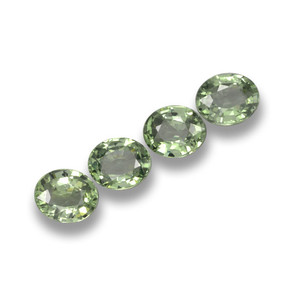 Pedras preciosas de safira medium light green natural de 3,02 ct, corte oval, VVS-VS