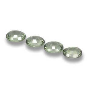 Pedras preciosas de safira medium light green natural de 3,02 ct, corte oval, VVS-VS