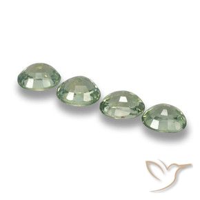 Pedras preciosas de Safira Medium Light Green natural de 3.42 ct, oval, VVS-VS
