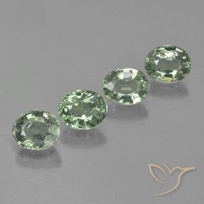 Pedras preciosas de Safira Verde Médio-Claro natural de 3.28 ct, oval, VVS-VS