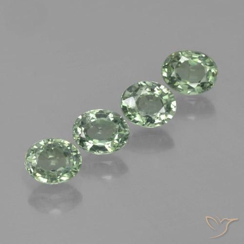 Pedras preciosas de Safira Verde Médio-Claro natural de 3.07 ct, oval, VVS-VS