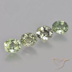 Pedras preciosas de Safira Luz verde natural de 3.55 ct, oval, VVS-VS