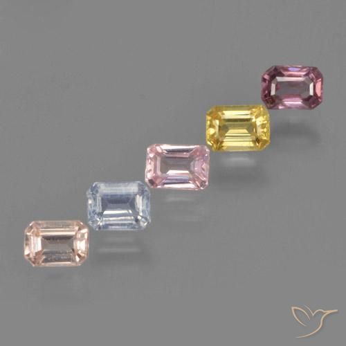 Pedras preciosas de Safira Multicolorido natural de 1.50 ct, Corte Esmeralda, VS
