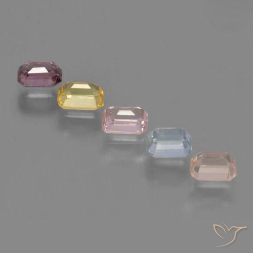 Pedras preciosas de Safira Multicolorido natural de 1.50 ct, Corte Esmeralda, VS