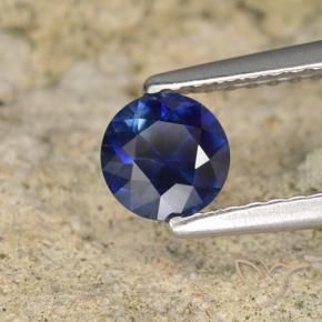 Safira Azul profundo Natural 0.53ct, Redondo, VVS-VS
