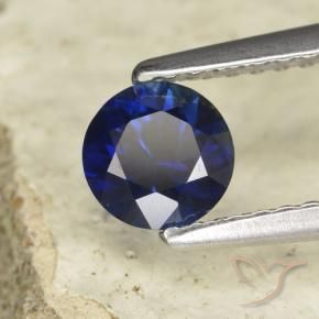 Safira Azul profundo Natural 0.60ct, Redondo, VVS-VS