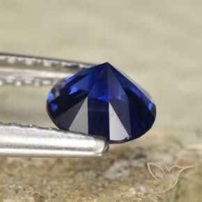 Safira Azul profundo Natural 0.60ct, Redondo, VVS-VS