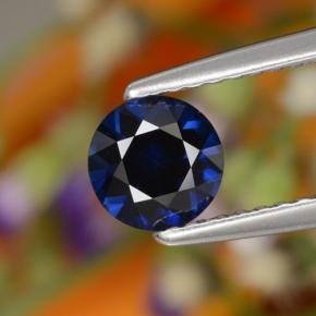 Safira azul-marinho natural 0,76ct, corte redondo, VVS-VS
