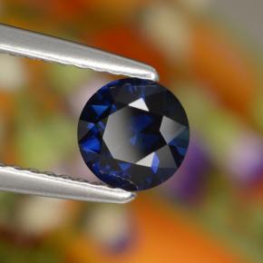 Safira azul-marinho natural 0,76ct, corte redondo, VVS-VS