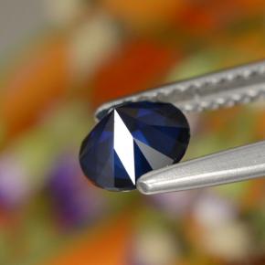 Safira azul-marinho natural 0,76ct, corte redondo, VVS-VS