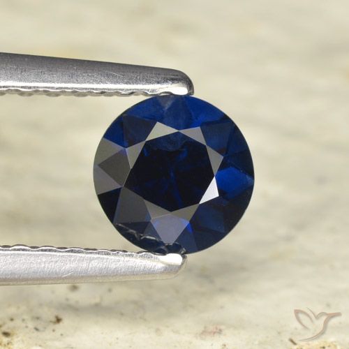 0.54ct Natural Azul escuro Safira, Redondo, VVS-VS
