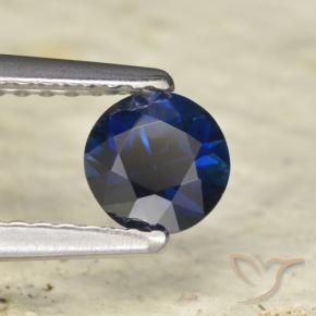 Safira Azul escuro Natural 0.54ct, Redondo, VVS-VS