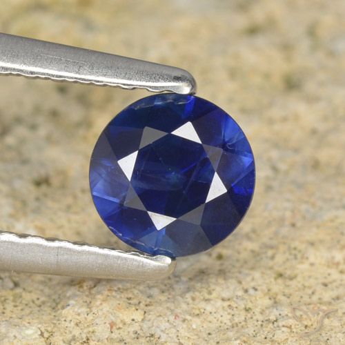 0.57ct Natural Azul escuro Safira, Redondo, VS