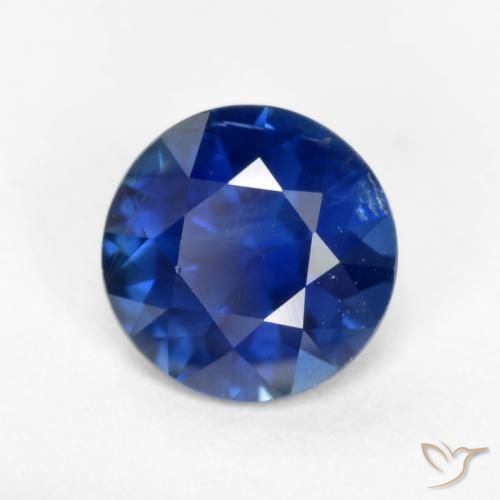 Safira Azul da meia noite Natural 0.61ct, Redondo, VS