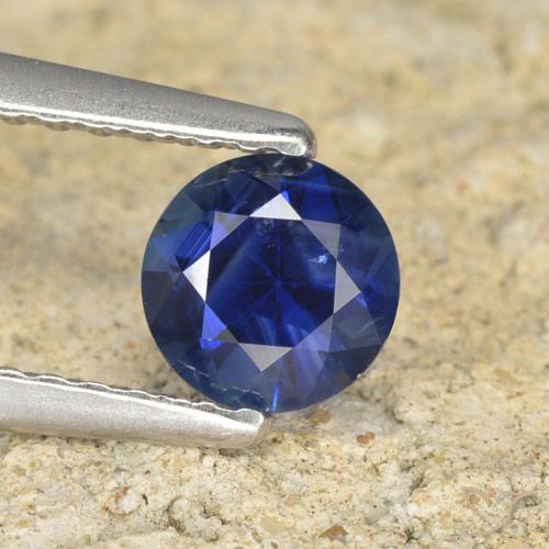 0.60ct Natural Crepúsculo Azul Safira, Redondo, VS