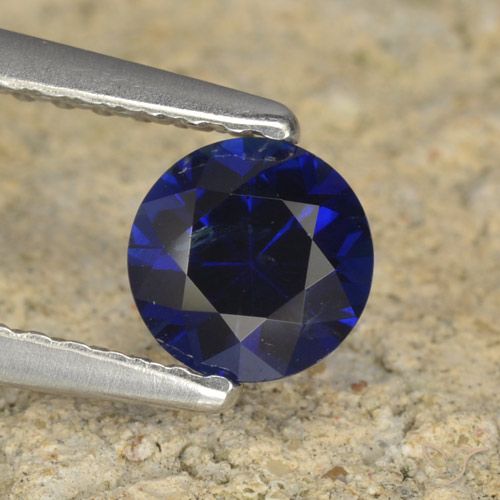 0.60ct Natural Azul profundo Safira, Redondo, VS