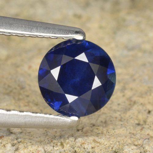 0.60ct Natural Azul-marinho Safira, Redondo, VS