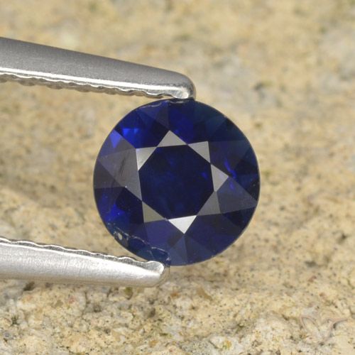 0.60ct Natural Azul escuro Safira, Redondo, VS