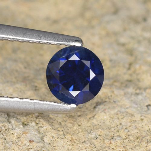 0.57ct Natural Azul escuro Safira, Redondo, VVS-VS