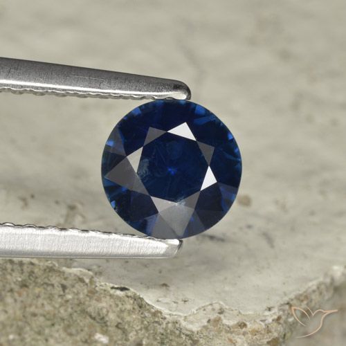 0.74ct Natural Azul escuro Safira, Redondo, VVS-VS