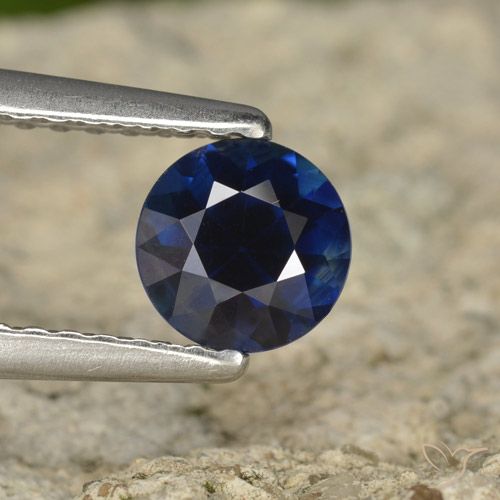 0.71ct Natural Azul escuro Safira, Redondo, VVS
