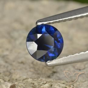 Safira Azul escuro Natural 0.71ct, Redondo, VVS
