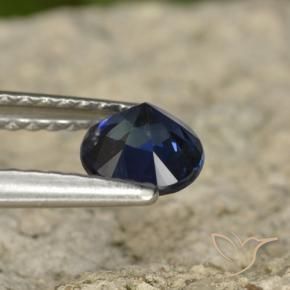 Safira Azul escuro Natural 0.71ct, Redondo, VVS