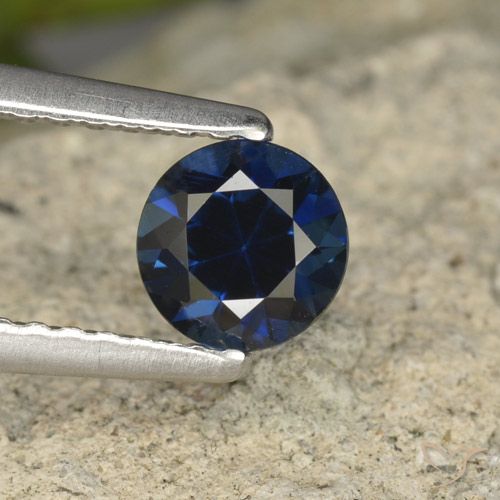 0.62ct Natural Azul escuro Safira, Redondo, VVS