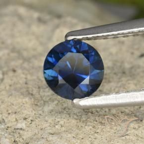 Safira Azul escuro Natural 0.62ct, Redondo, VVS