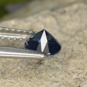 Safira Azul escuro Natural 0.62ct, Redondo, VVS