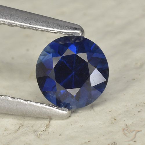 Safira Azul escuro Natural 0.53ct, Corte Redondo, VVS