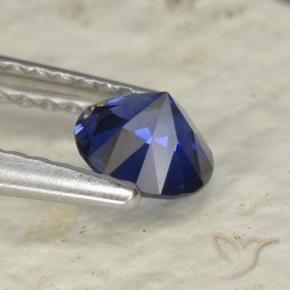 Safira Azul escuro Natural 0.53ct, Corte Redondo, VVS