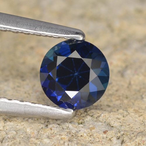0.60ct Natural Azul escuro Safira, Redondo, VVS-VS