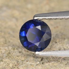 Safira Azul escuro Natural 0.62ct, Redondo, VVS-VS