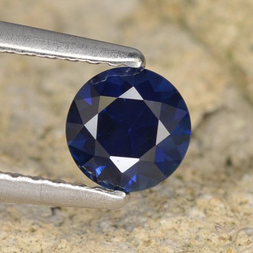 0.64ct Natural Azul escuro Safira, Redondo, VVS-VS