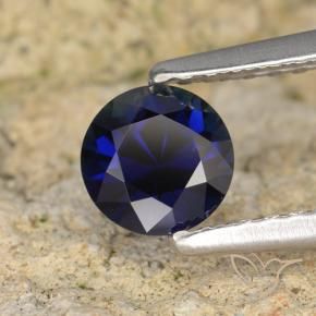 Safira Azul escuro Natural 0.63ct, Redondo, VVS-VS