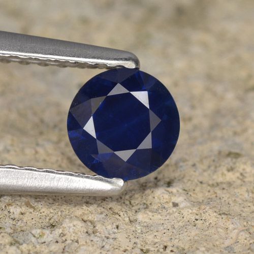 0.56ct Natural Azul escuro Safira, Redondo, VVS