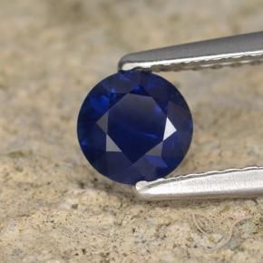 Safira Azul escuro Natural 0.56ct, Redondo, VVS