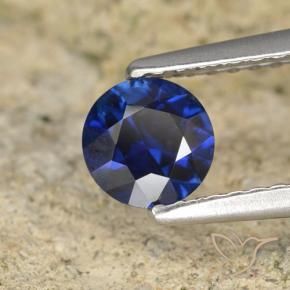 Safira Azul escuro Natural 0.59ct, Redondo, VVS