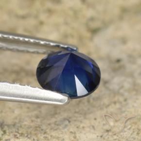 Safira Azul escuro Natural 0.59ct, Redondo, VVS