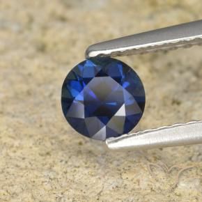 Safira Azul profundo Natural 0.51ct, Redondo, VVS