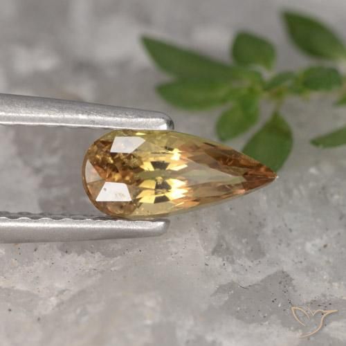 Safira Light Earth Orange Natural 0.72ct, Formato de pêra, VS
