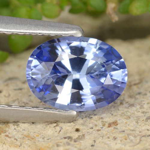 Safira azul marinho médio natural 0,89ct, corte oval, VVS