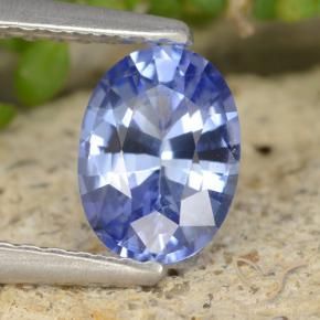 Safira azul marinho médio natural 0,89ct, corte oval, VVS